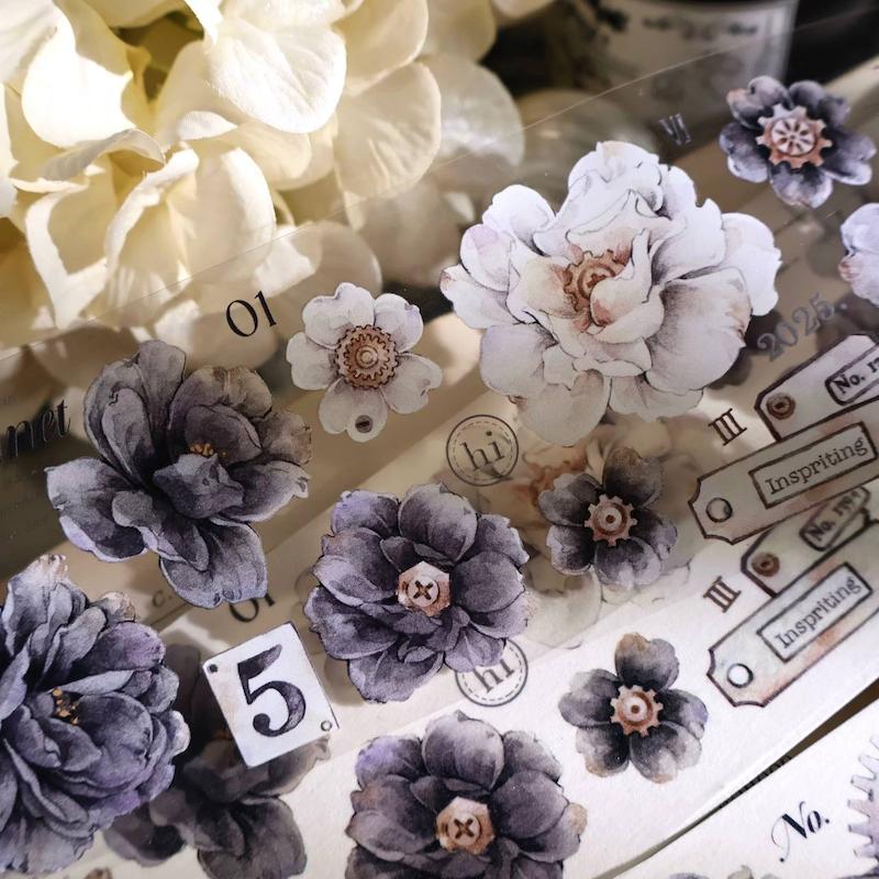 رول استیکر PET tape گل سری Smoke White