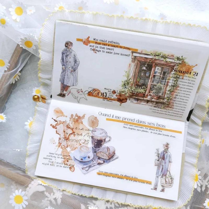 رول استیکر های کاغذی تم قهوه Coffee Washi Tapes