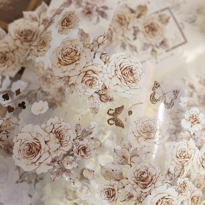 رول استیکر گل اورجینال PET tape سری ِ Gentle Moonlight Flowers 