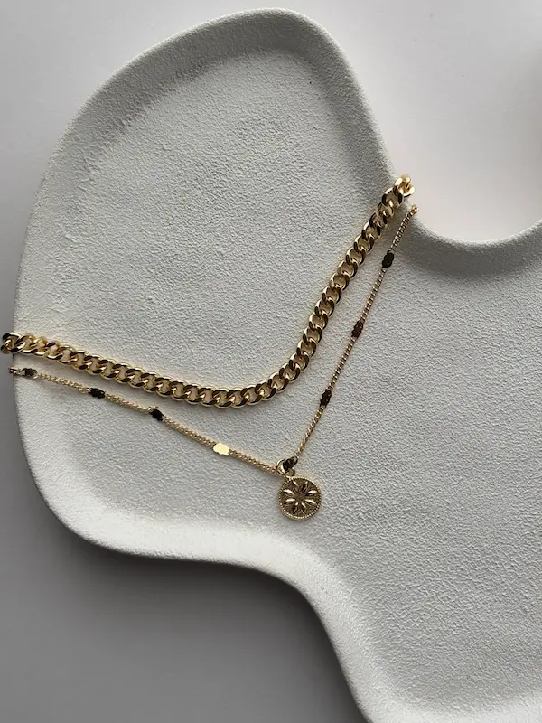 گردنبند 2 لاین طلایی