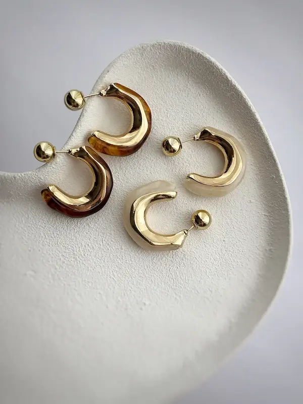 گوشواره رزینی نیم دایره پاییزی