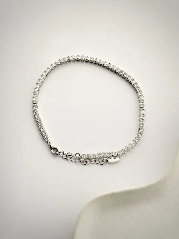 دستبند تنیسی نگین مربعی