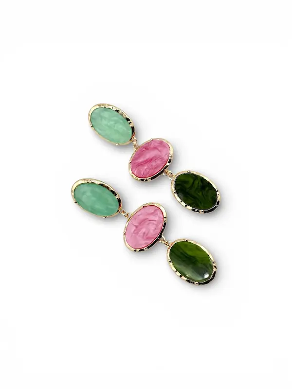 گوشواره میخی 3 بیضی رنگی