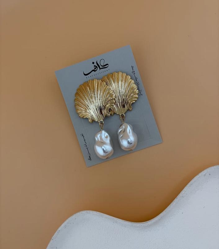 گوشواره صدف دریایی مرواریدی