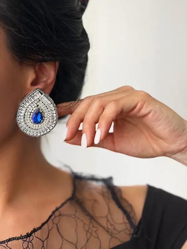 گوشواره جواهری دست ساز اشکی