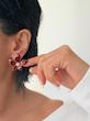 گوشواره های گل زرشکی میناکاری