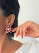 گوشواره های گل زرشکی میناکاری
