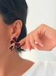 گوشواره های گل زرشکی میناکاری