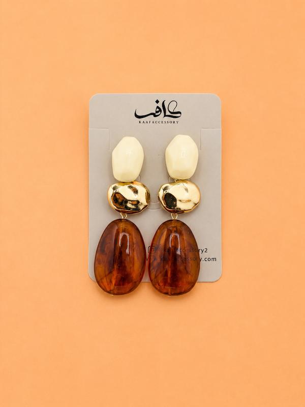 گوشواره طلایی سنگی 3 تکه