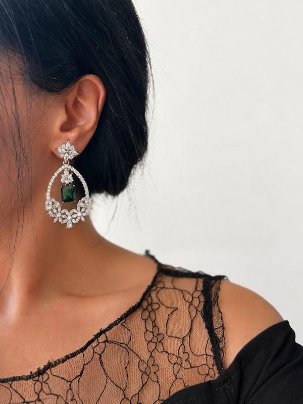 گوشواره جواهری نگین دار