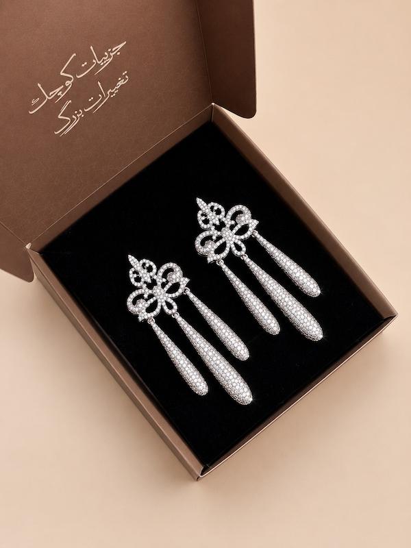 گوشواره جواهری مدل 3 اشک