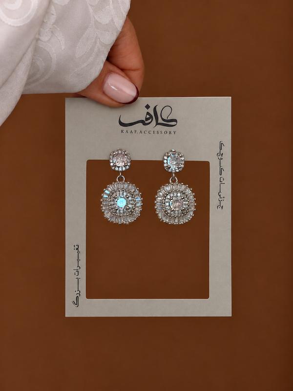 گوشواره جواهری نگین سفید