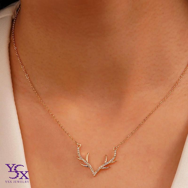 گردنبند شاخ گوزن نگین‌دار برند YSX