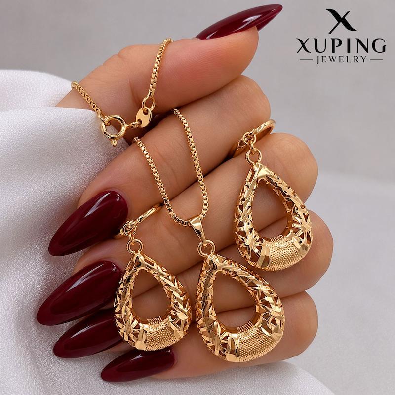 نیمست مشبک اشکی (با زنجیر)رنگ‌ثابت آبکاری طلا۱۸عیار ژوپینگ اصل