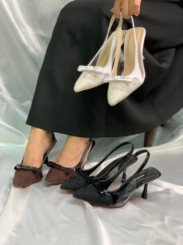 کفش مجلسی زنانه مدل گیپوری پاپیونی پاشنه دار