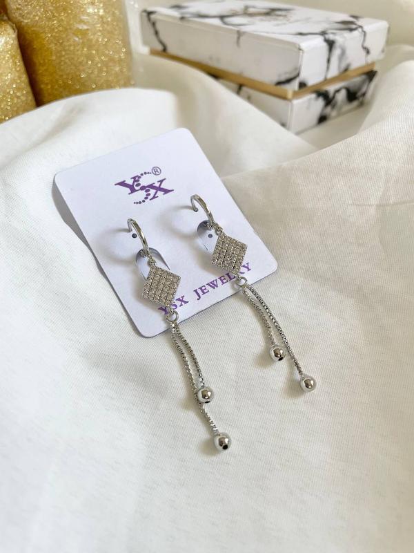 گوشواره لوزی آویز طرح جواهر 