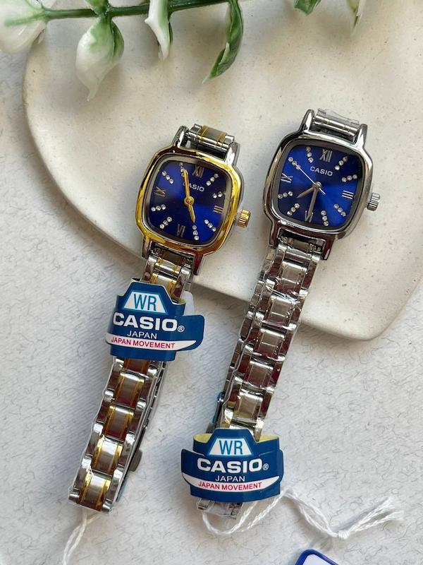ساعت مچی زنانه کاسیو مربع، کاسیو زنانه مربع، ساعت مچی زنانه casio - نقره‌ای فیروزه ای