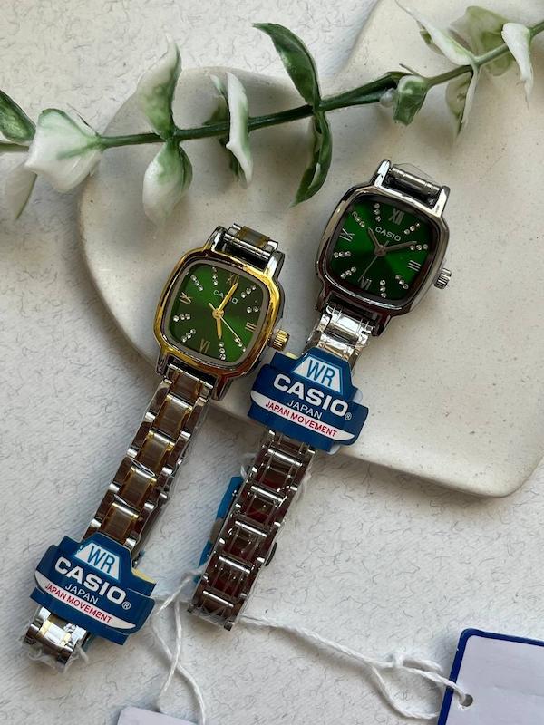 ساعت مچی زنانه کاسیو مربع، کاسیو زنانه مربع، ساعت مچی زنانه casio - نقره‌ای فیروزه ای