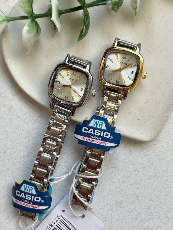ساعت مچی زنانه کاسیو مربع، کاسیو زنانه مربع، ساعت مچی زنانه casio - نقره‌ای فیروزه ای