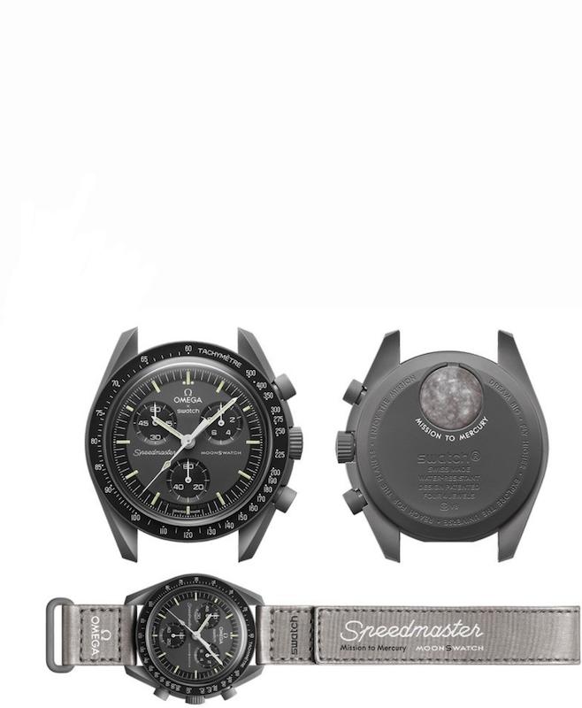 ساعت مچی امگا سواچ عطارد Omega x Swatchمدل Mission to Mercury رنگ طوسی چهار موتور فعال