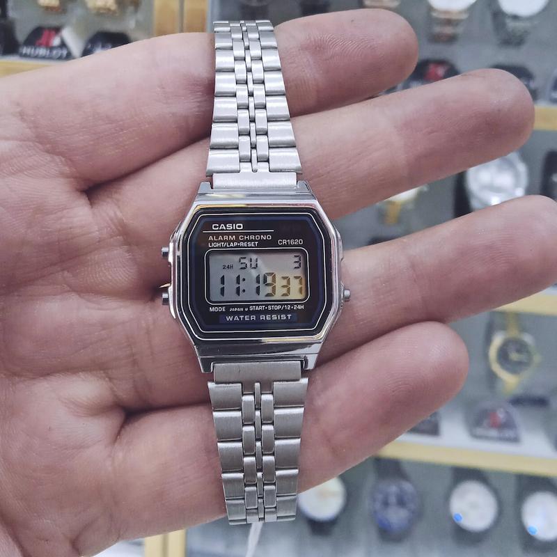ست ساعت کاسیو دیجیتالی بند نقره‌ای استیل CASIO کد1962