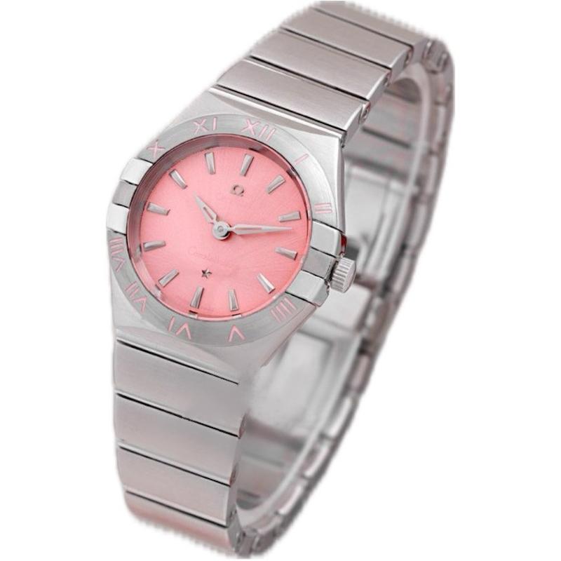 ساعت امگا کانسلیشن زنانه نقره ای صفحه صورتی ایندکس خط Omega Constellation Silver