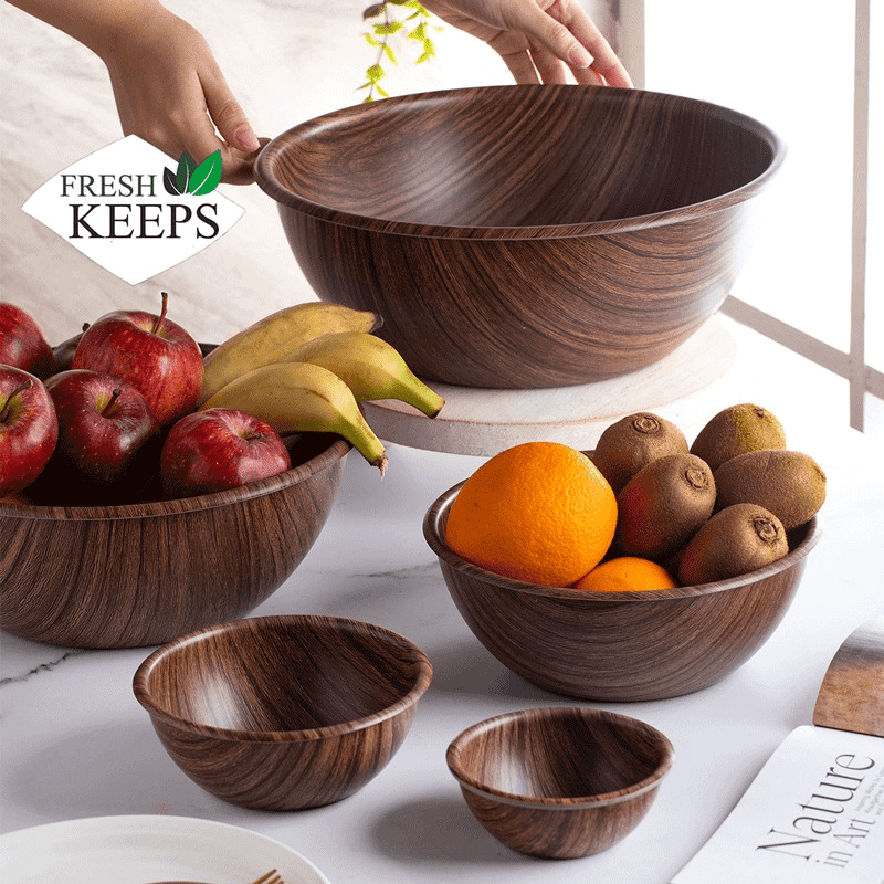 ست کاسه گرد(5سایز) طرح چوب