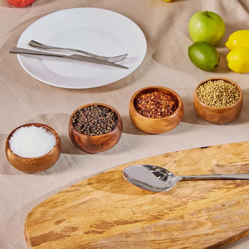 ست ۴ عددی کاسه گرد چوب اقاقیا هوم سنتر home centre