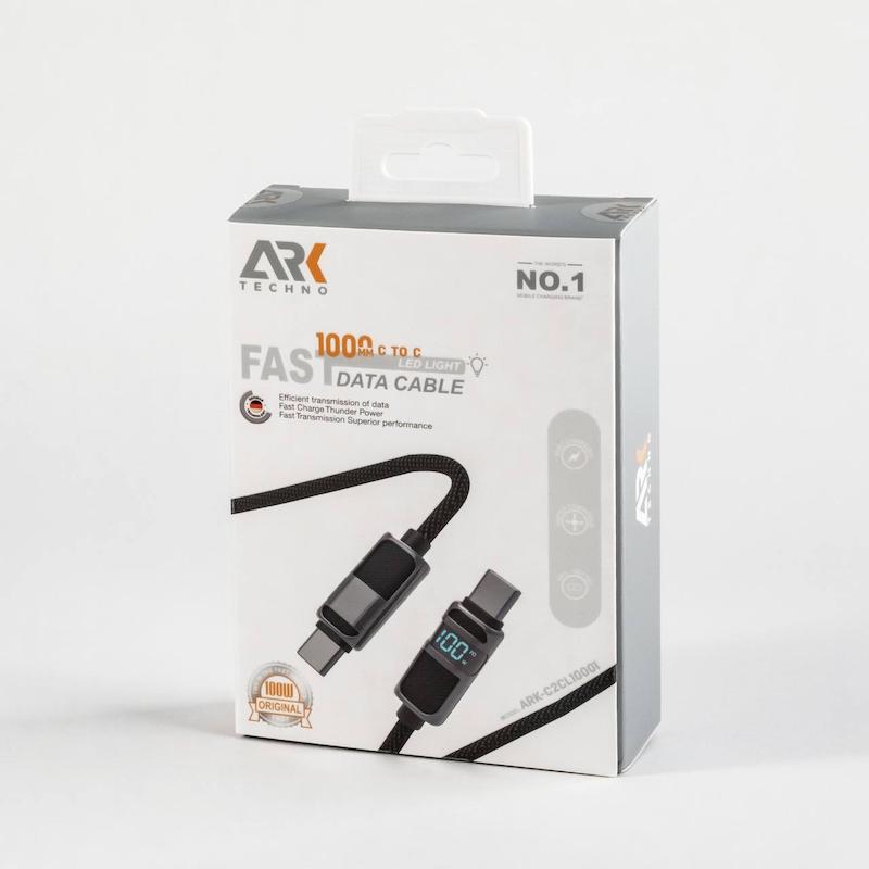 کابل شارژ و انتقال داده ARK Techno مدل ARK-C2CL10001 Type-C به Type-C | توان 100 وات | نمایشگر دیجیتال توان