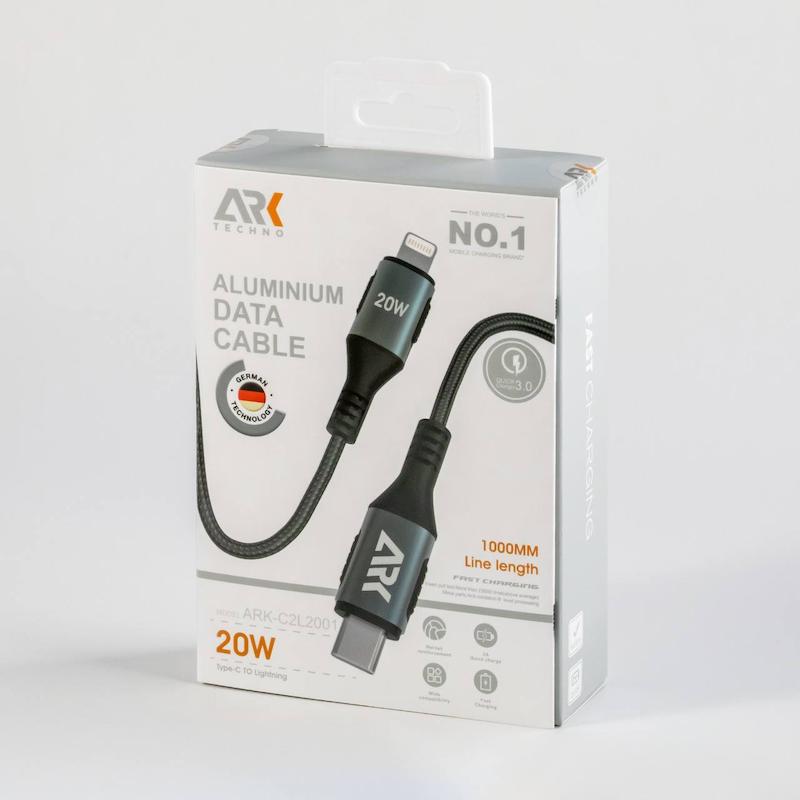 کابل شارژ مشکی Type-C به Lightning مدل ARK-C2L2001
