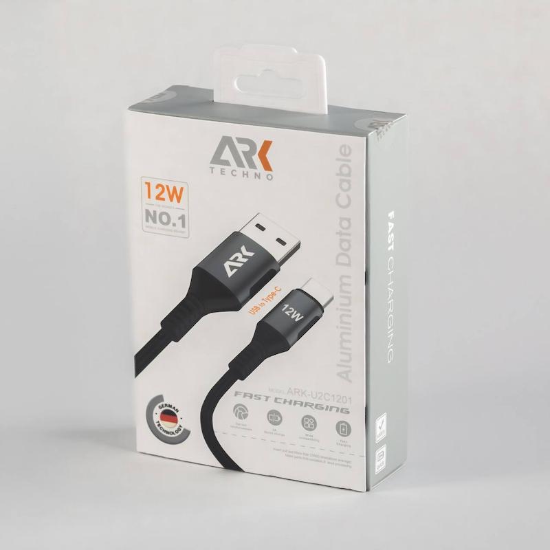 کابل شارژر مشکی USB ARK Techno به Type-C با توان 12 وات | طول 1 متر مدل ARK-U2C1201