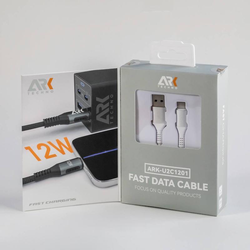 کابل شارژر سفید USB ARK Techno به Type-C با توان 12 وات | طول 1 متر مدل ARK-U2C1201