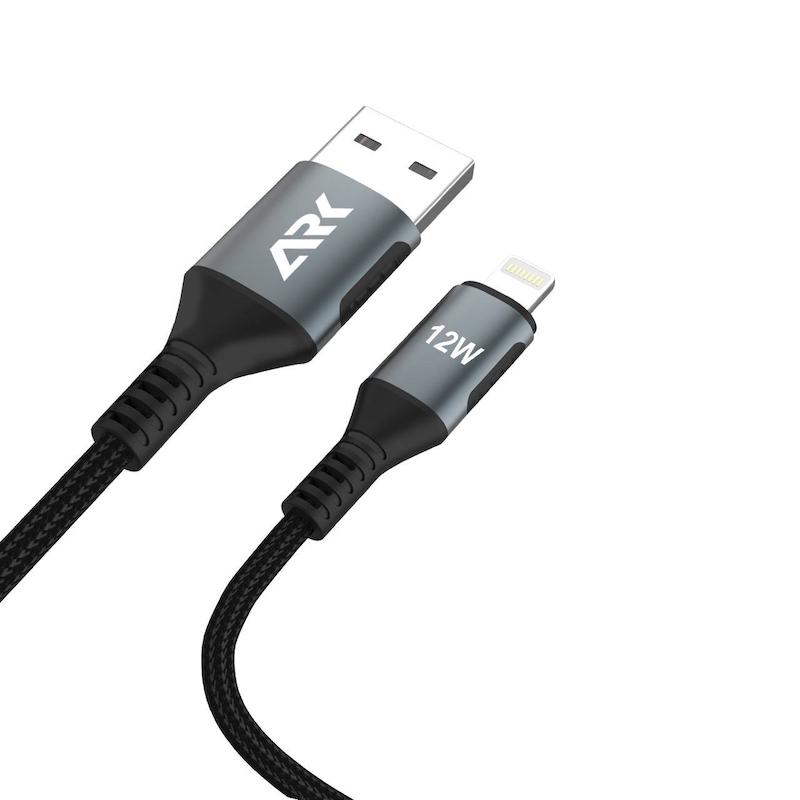 کابل شارژر مشکی  USB ARK Techno به Lightning با توان 12 وات | طول 1 متر مدل ARK-U2L1201