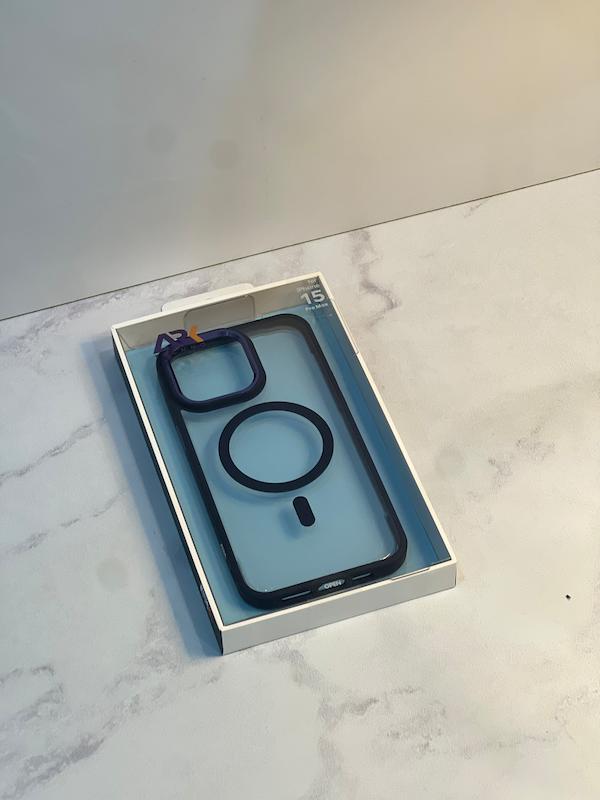 قاب شفاف دور سورمه ای مناسب iphone 15 promax مگ‌سیف ARK Techno مدل Anti-Yellowing
