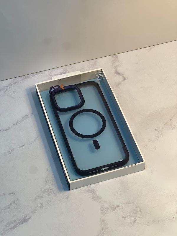 قاب شفاف دور سورمه ای مناسب iphone 15 promax مگ‌سیف ARK Techno مدل Anti-Yellowing