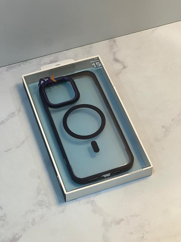 قاب شفاف دور سورمه ای مناسب iphone 15 promax مگ‌سیف ARK Techno مدل Anti-Yellowing