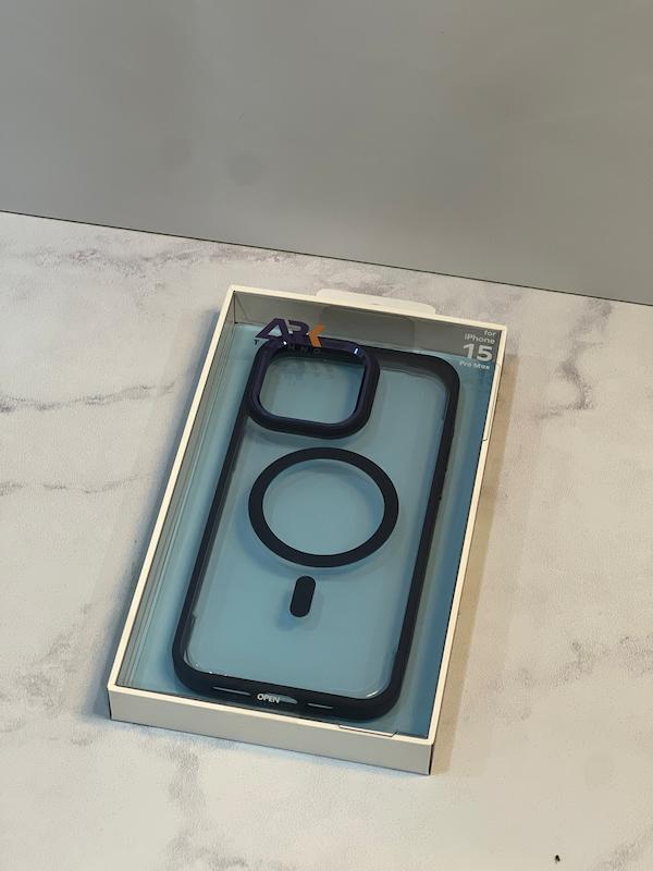 قاب شفاف دور سورمه ای مناسب iphone 15 promax مگ‌سیف ARK Techno مدل Anti-Yellowing