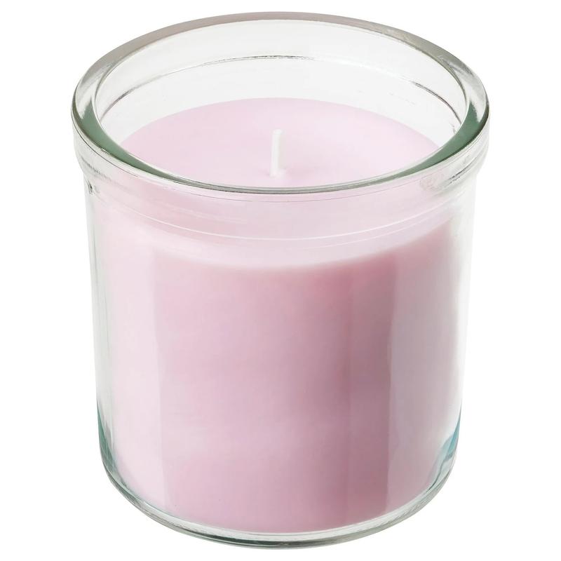 شمع معطر لیوانی ایکیا مدل LUGNARE رایحه یاس– صورتی (۴۰ ساعت) 