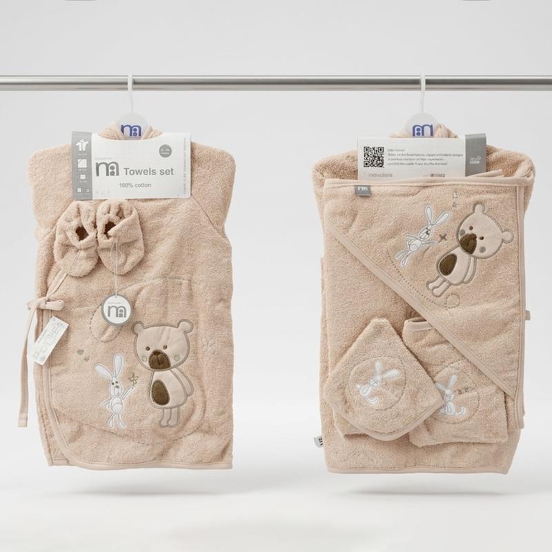 ست حوله ۵ تکه نوزادی مادرکر (Mothercare) مدل کیمونو طرح خرس و خرگوش | کانگومام