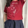 تیشرت زنانه آستین کوتاه قرمز طرح Bloom With Grace | پارچه نخی | کانگومام
