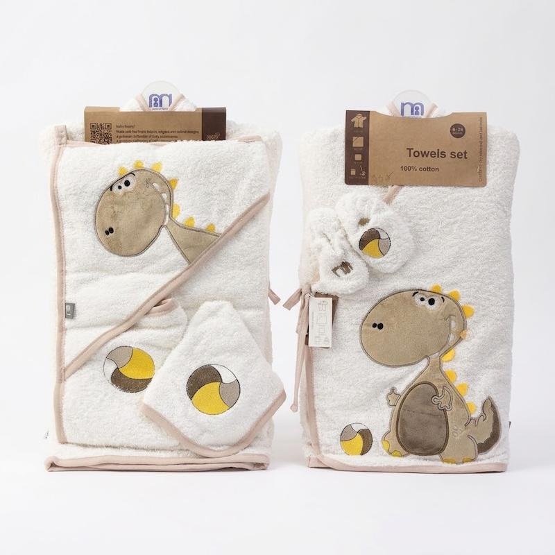 ست حوله ۵ تکه نوزادی مادرکر (Mothercare) مدل کیمونو طرح دایناسور و توپ | کانگومام
