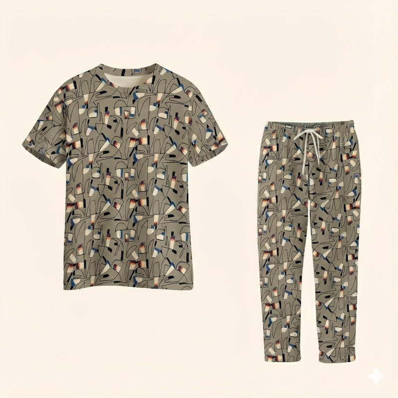 ست تی شرت و شلوار راحتی زنانه جنس گیاهی طرح فانتزی