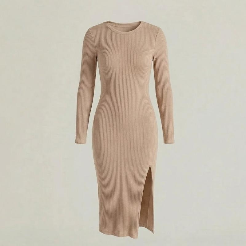 پیراهن بلند کبریتی آستین بلند جذب رنگ نسکافه ای