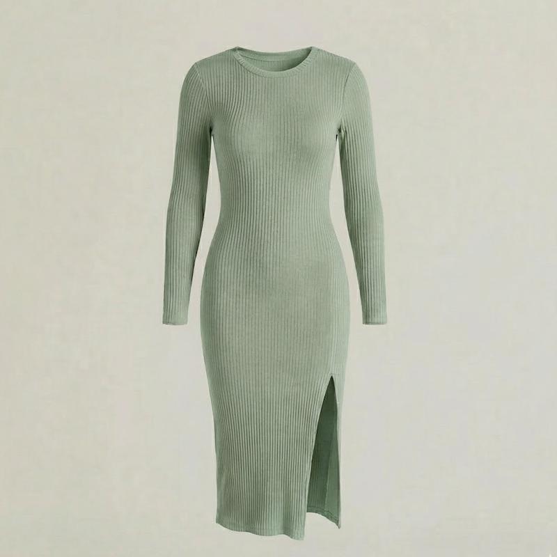 پیراهن بلند کبریتی آستین بلند جذب رنگ سبز ماچا