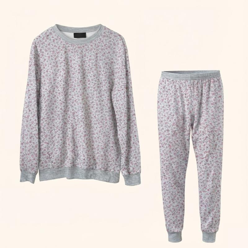 ست بلوز و شلوار راحتی زنانه نخی طرح گلدار | دمپا کش و فری سایز | کانگومام