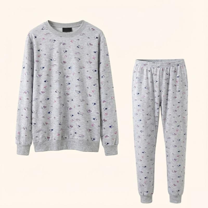 ست بلوز و شلوار راحتی زنانه نخی طرح پرنده | دمپا کش و فری سایز | کانگومام