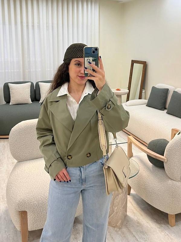 ترنچ کت سبز Leafé