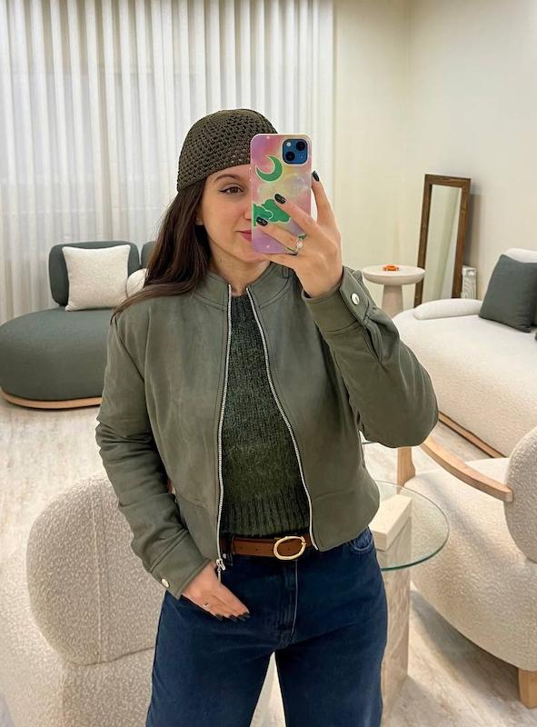 بامبر ترک Suede bomber