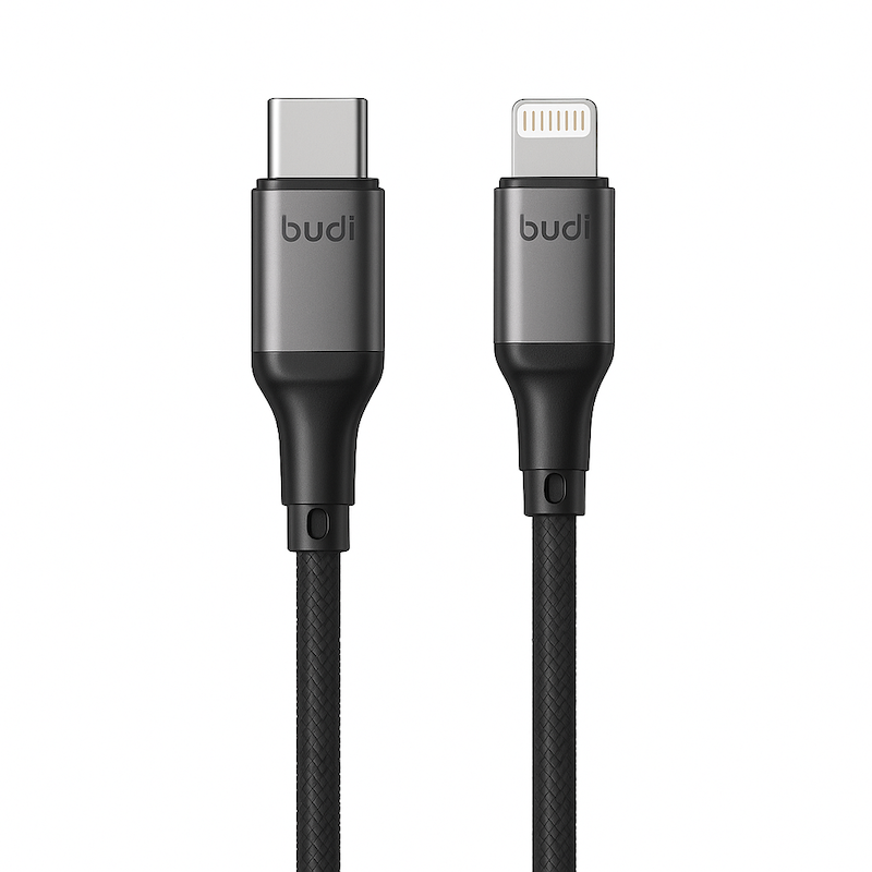 کابل شارژ سریع Budi Type-C به Lightning طول 1.5 متر مدل PD 20W – مناسب آیفون و آیپد