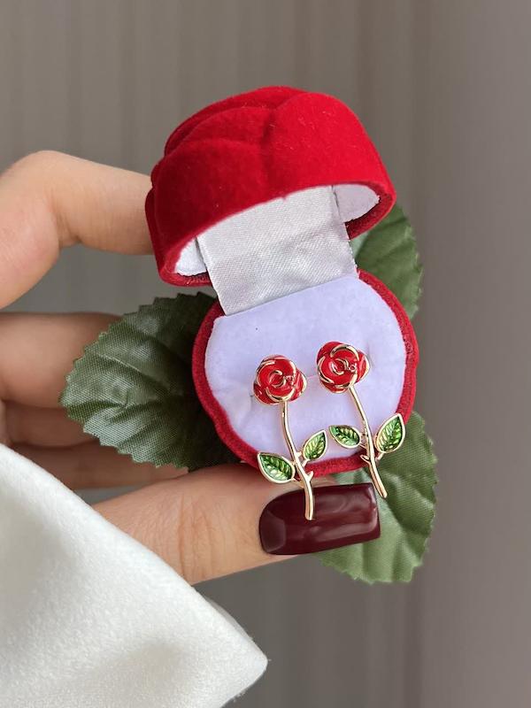گوشواره ژوپینگ گل رز 